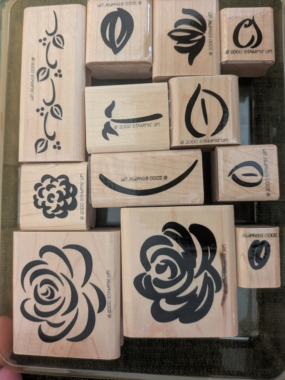 Stampin Up! Rose Rhapsody 2000  Rubber Stamp Set 13 W/ Container Lightly Used